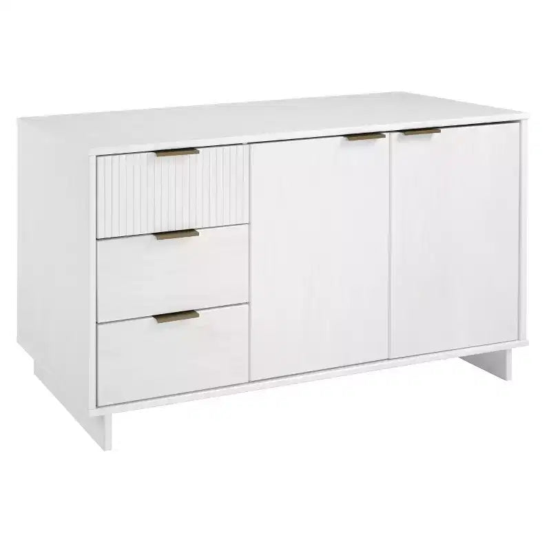55" Modern 3-Drawer Sideboard Glossy White
