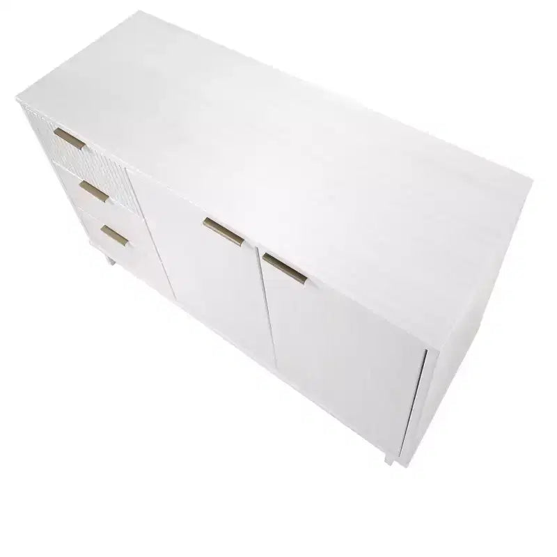 55" Modern 3-Drawer Sideboard Glossy White