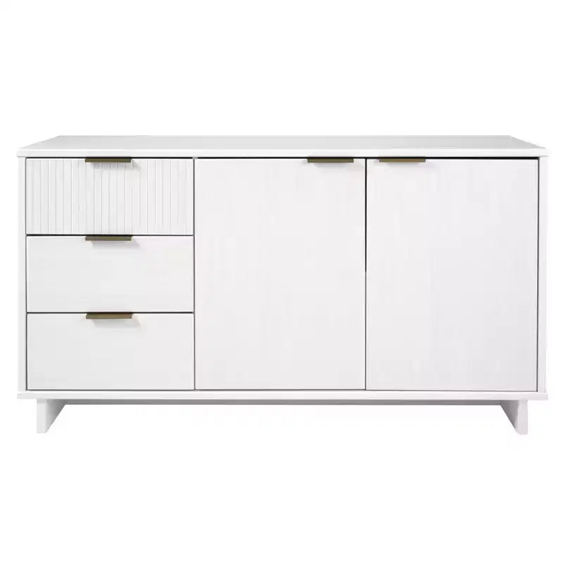 55" Modern 3-Drawer Sideboard Glossy White