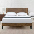 Wood Platform Bed Frame with Headboard Brown