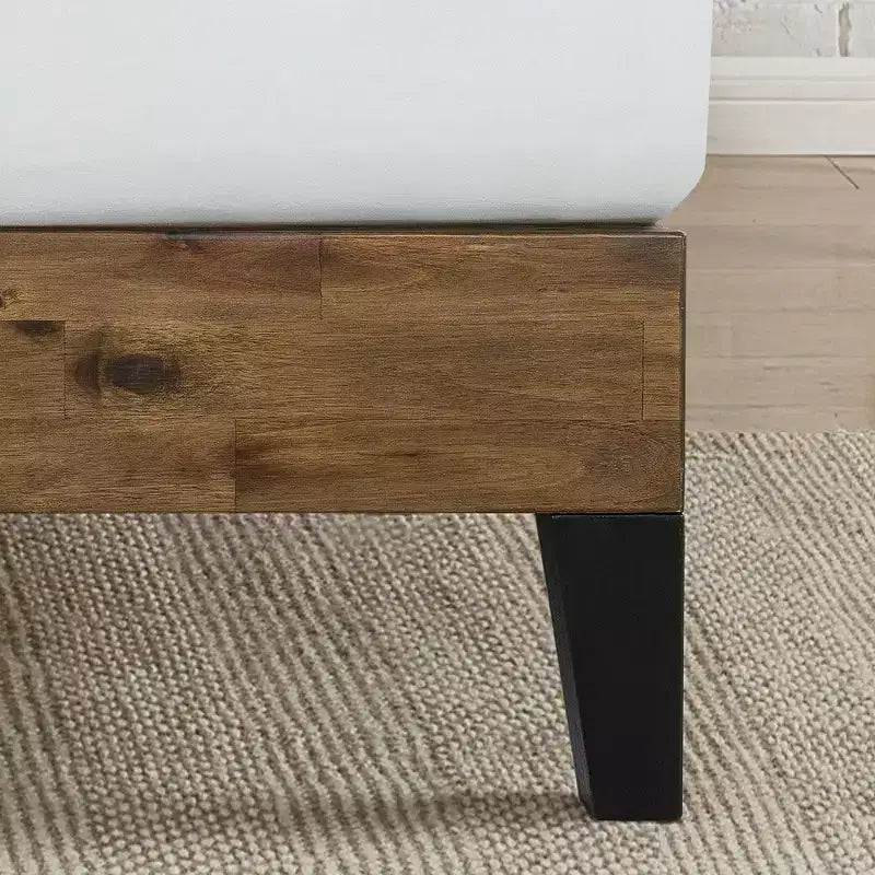 Wood Platform Bed Frame with Headboard Brown