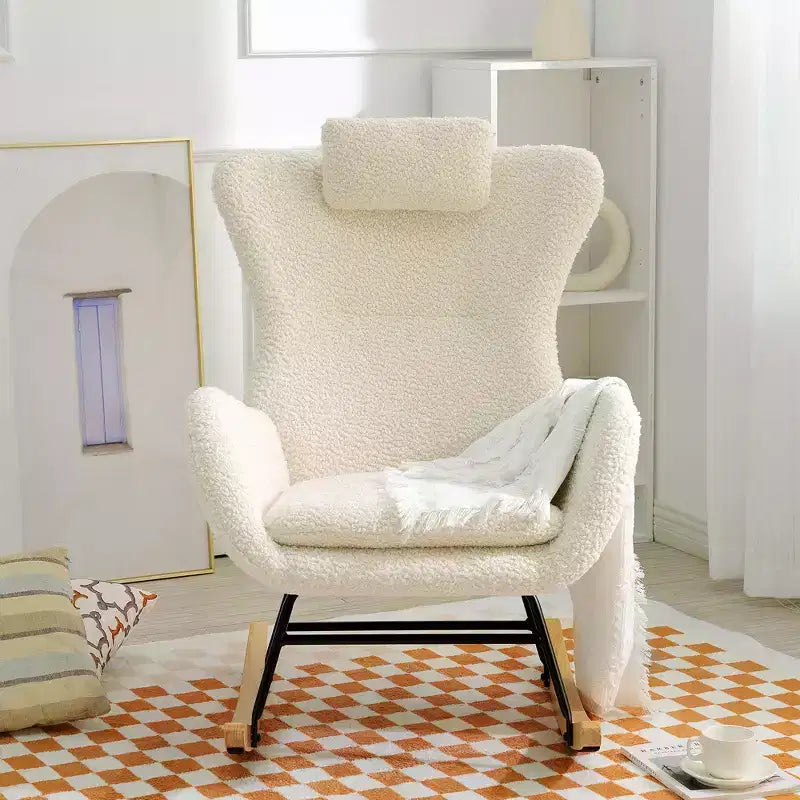 Tufted Rocking Chair with Rubber Legs