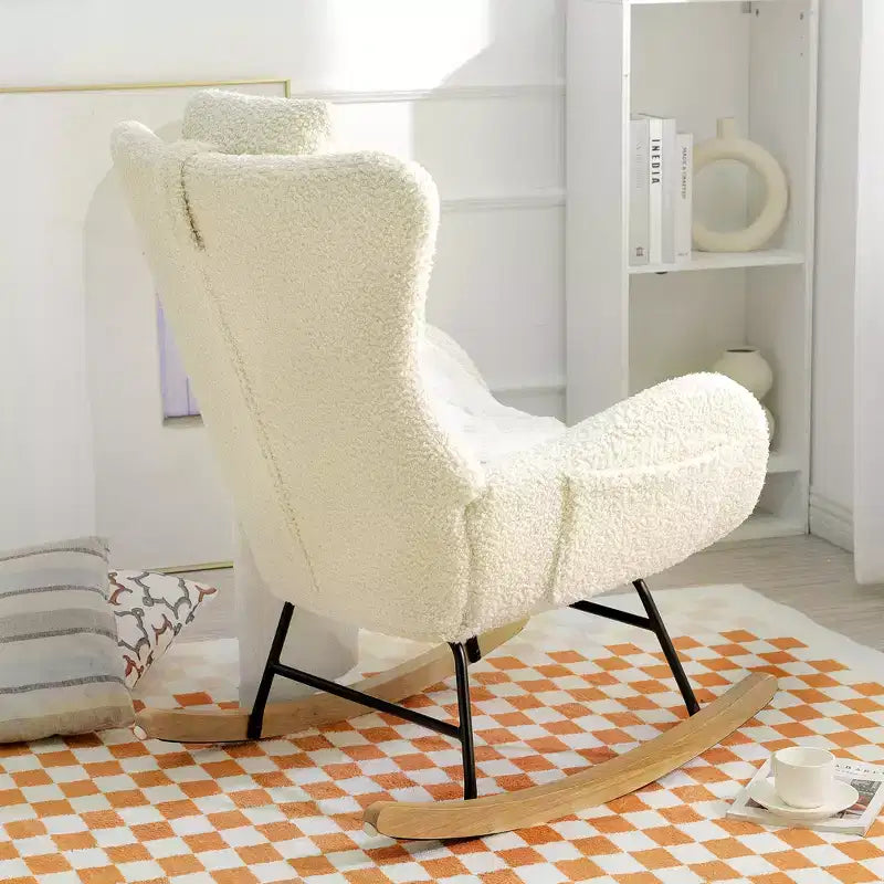 Tufted Rocking Chair with Rubber Legs