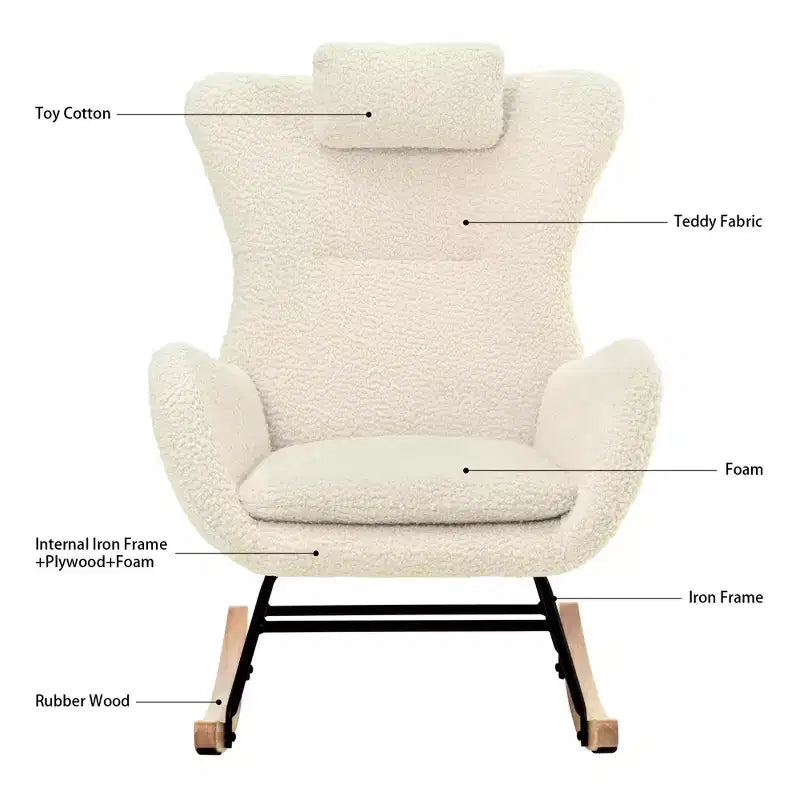 Tufted Rocking Chair with Rubber Legs