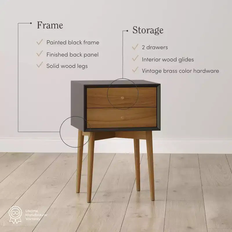 Nightstand with Drawer Brown