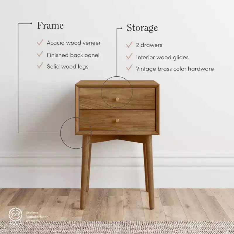 Nightstand with Drawer Brown