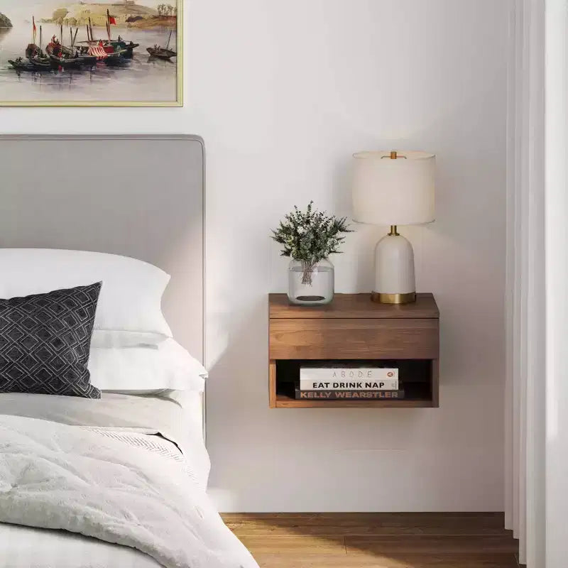Wall Mount Shelf Side Table Brown