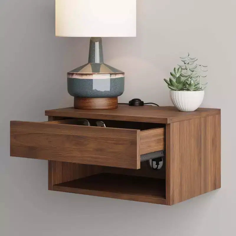 Wall Mount Shelf Side Table Brown