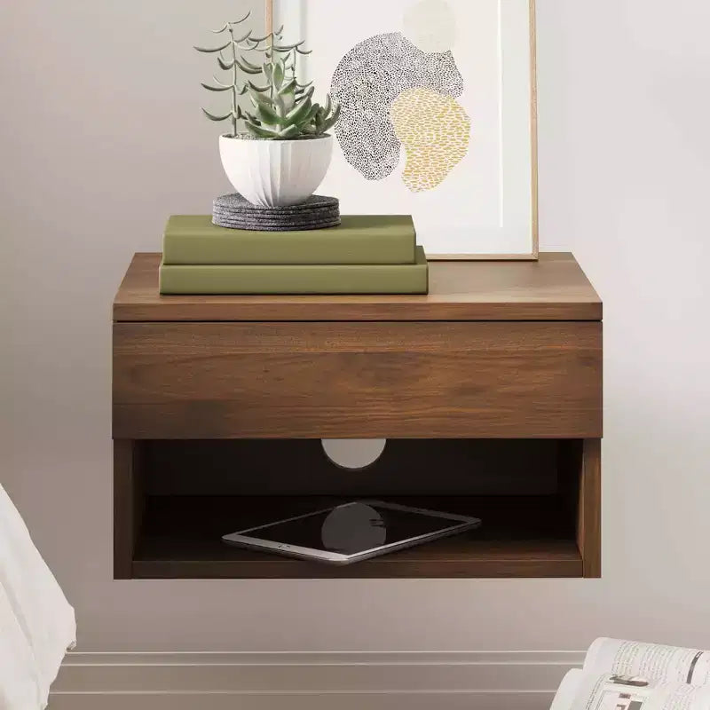 Wall Mount Shelf Side Table Brown