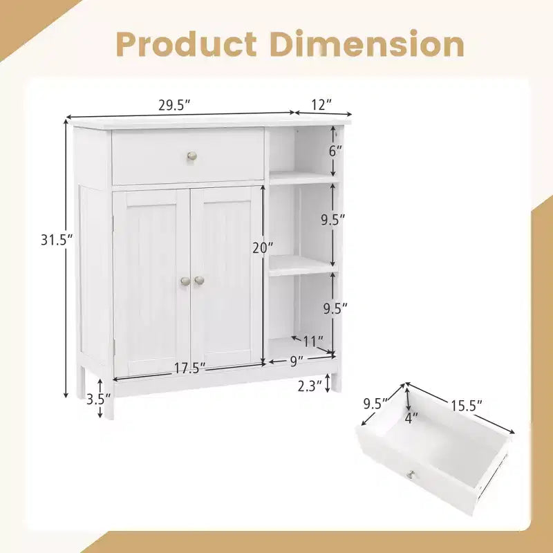 Freestanding Bathroom Floor Cabinet with Drawer