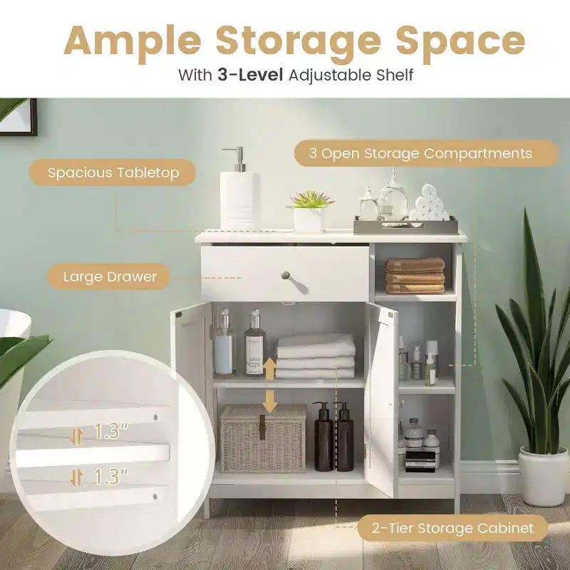 Freestanding Bathroom Floor Cabinet with Drawer