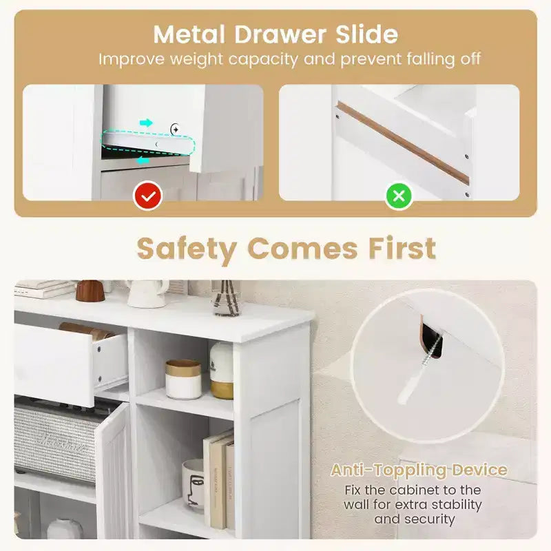 Freestanding Bathroom Floor Cabinet with Drawer