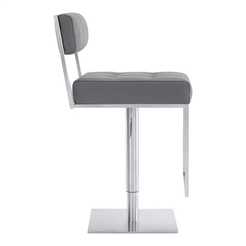 Adjustable Faux Leather Stainless Steel Barstool