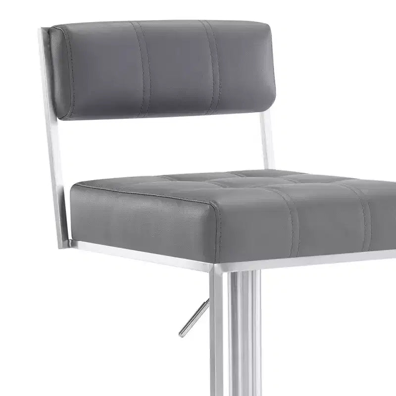 Adjustable Faux Leather Stainless Steel Barstool