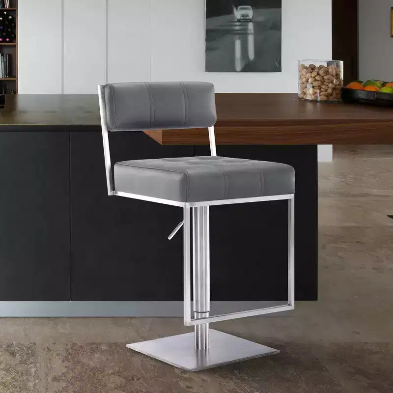 Adjustable Faux Leather Stainless Steel Barstool