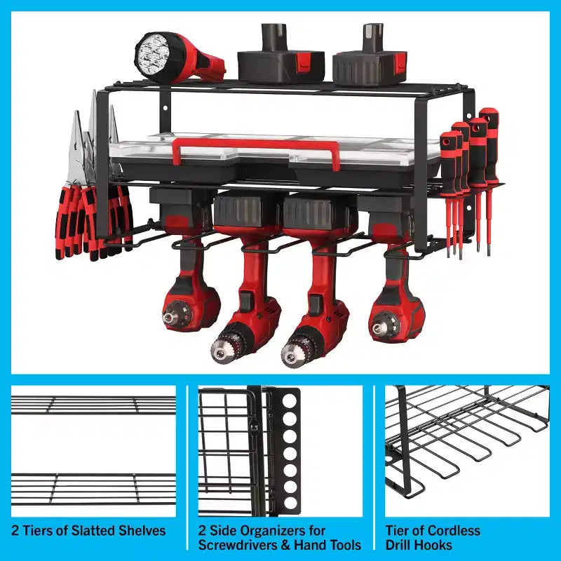 3-Tier Wall Mount Power Tool Organizer Shelving