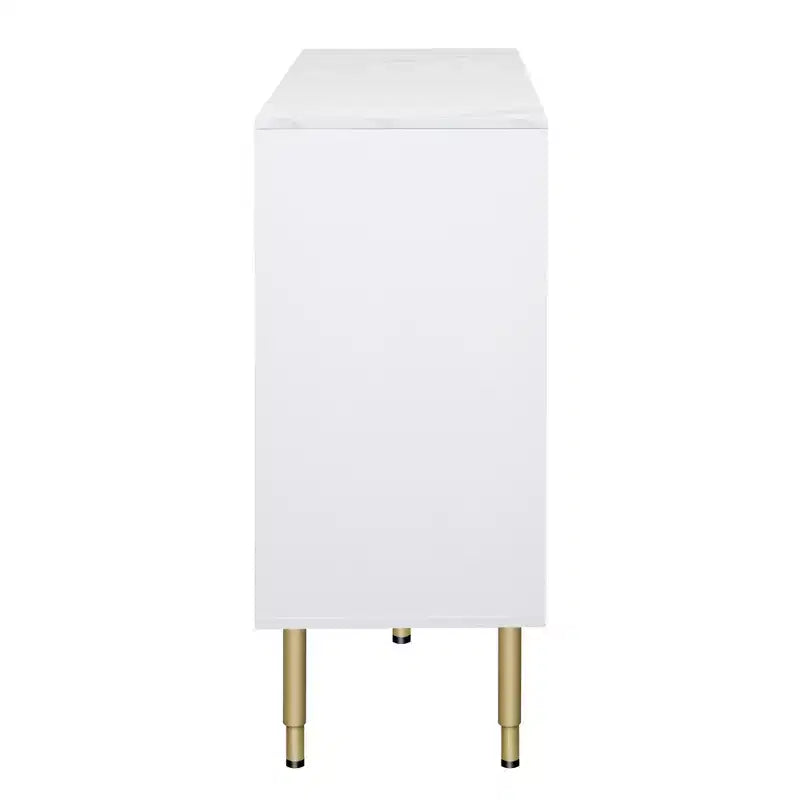 60" Modern Sideboard with Amber Glass Doors and Gold Metal Legs