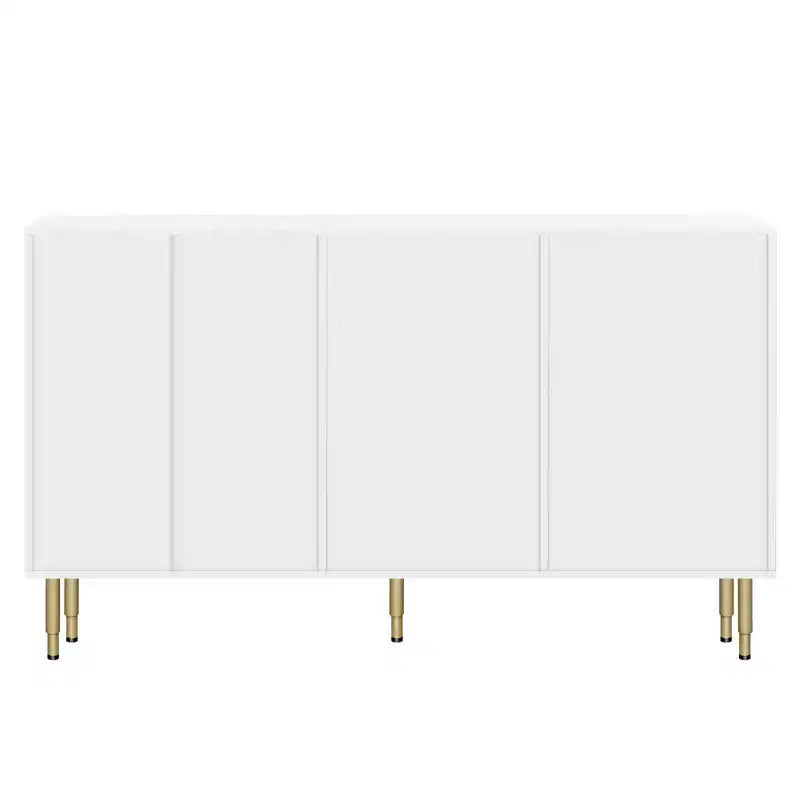 60" Modern Sideboard with Amber Glass Doors and Gold Metal Legs