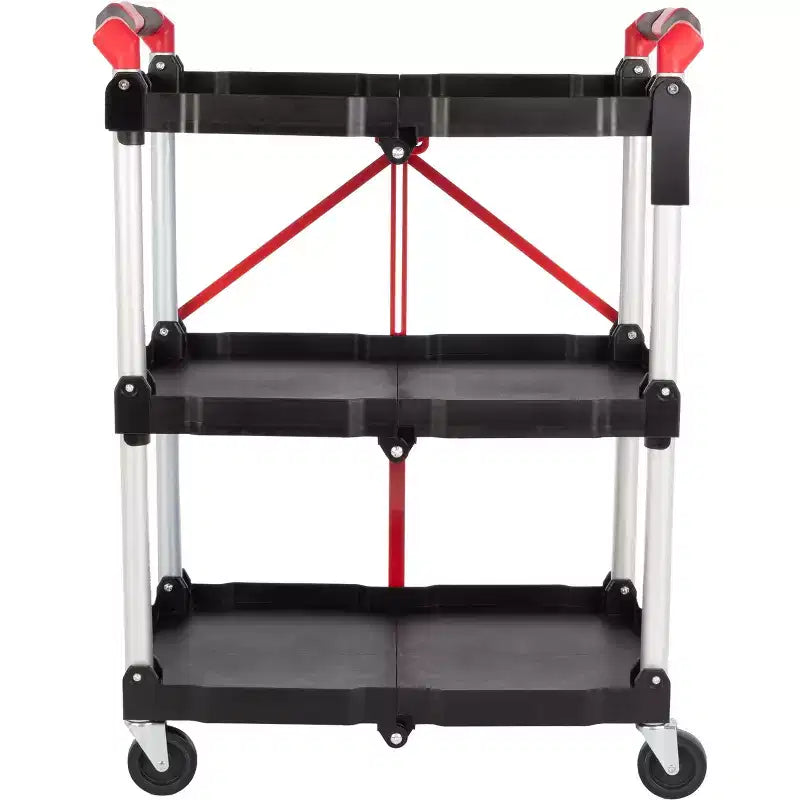 Folding Utility Cart with Wheels 50 lb Capacity Per Shelf