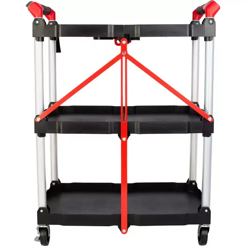 Folding Utility Cart with Wheels 50 lb Capacity Per Shelf