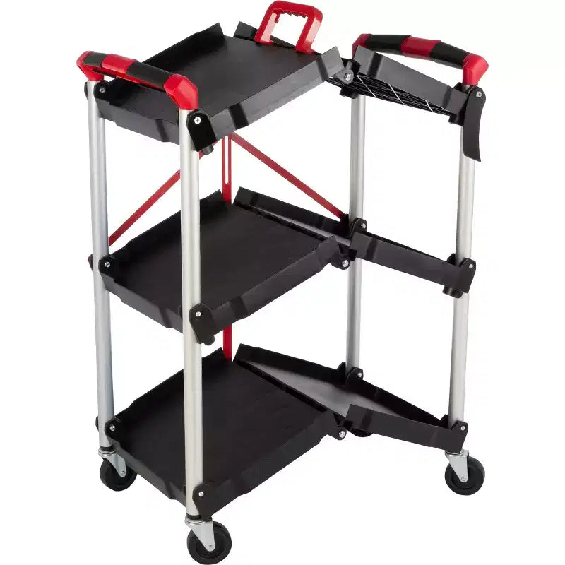 Folding Utility Cart with Wheels 50 lb Capacity Per Shelf