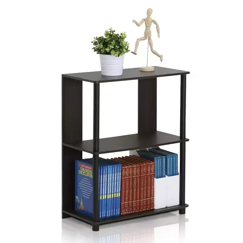 3-Shelf Corner Bookshelf Display Rack Walnut