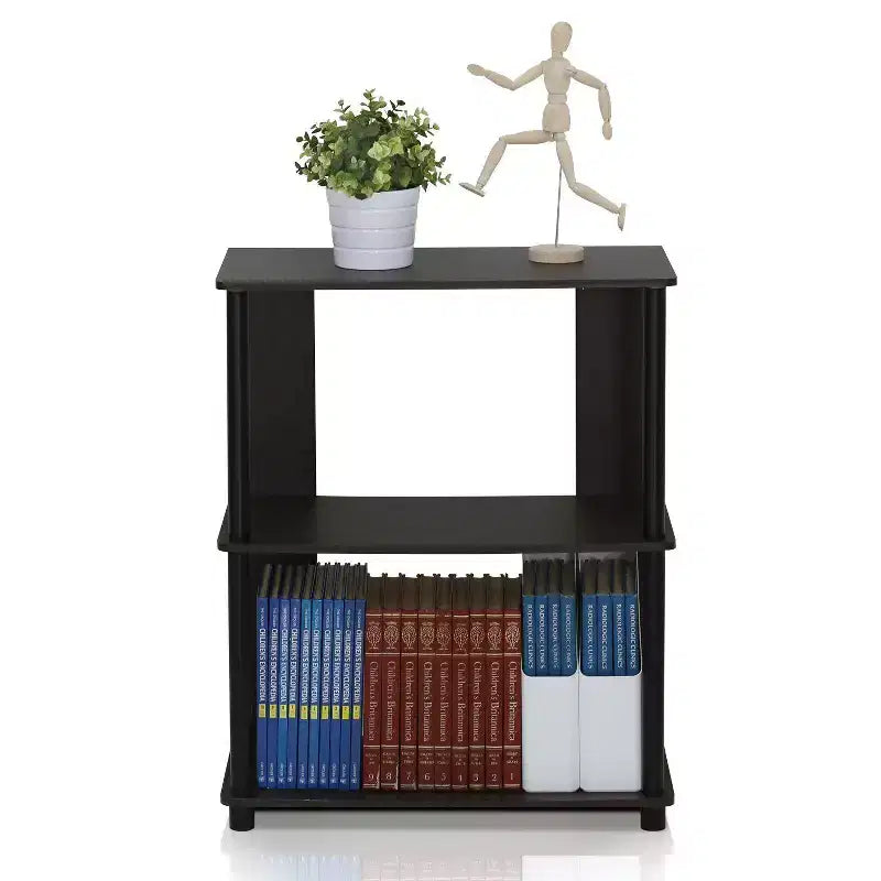 3-Shelf Corner Bookshelf Display Rack Walnut