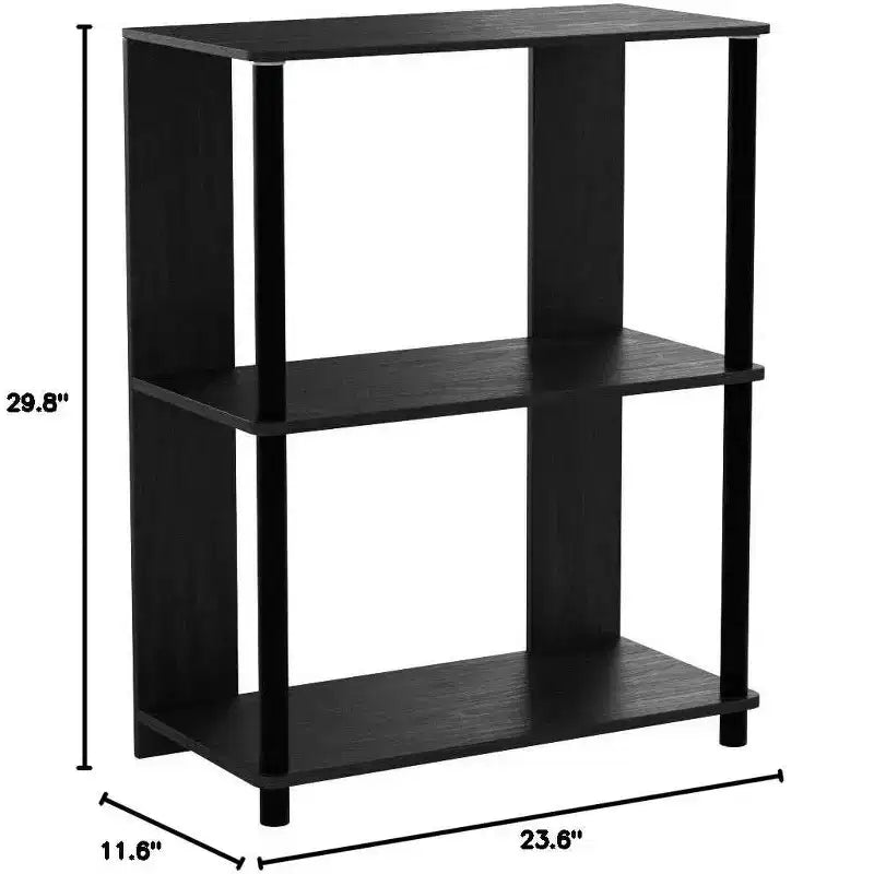3-Shelf Corner Bookshelf Display Rack Walnut