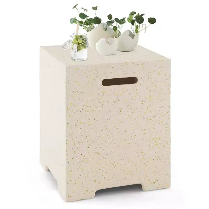 16" Terrazzo 2-in-1 Propane Tank Cover and Side Table with Protective Cover