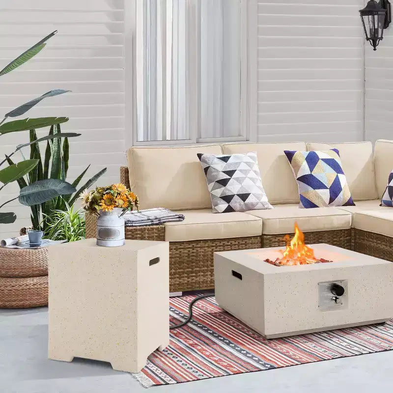 16" Terrazzo 2-in-1 Propane Tank Cover and Side Table with Protective Cover