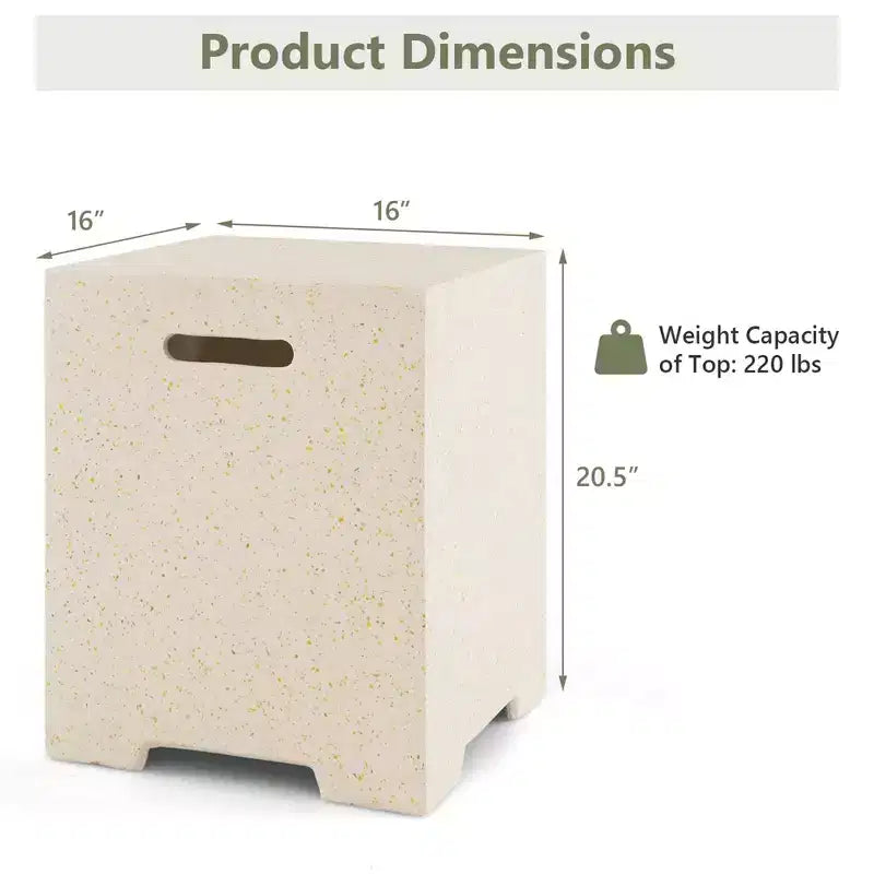 16" Terrazzo 2-in-1 Propane Tank Cover and Side Table with Protective Cover