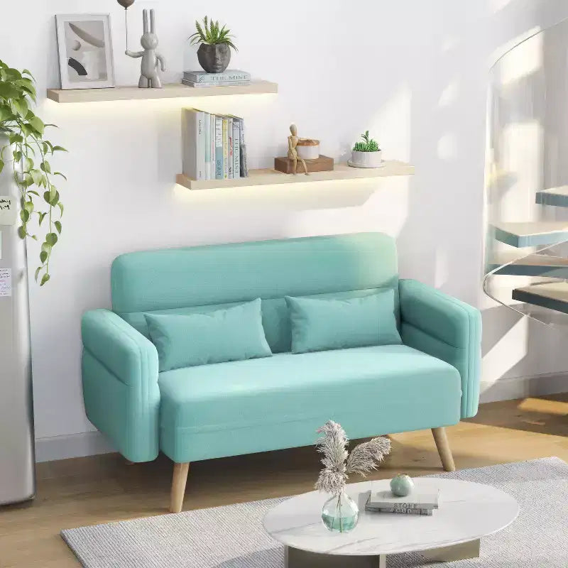 46" Fabric Loveseat Sofa with Lumbar Pillow for Office or Bedroom