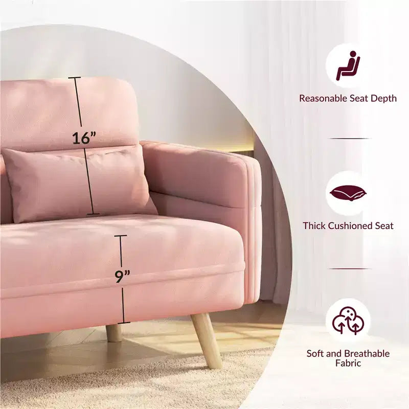 46" Fabric Loveseat Sofa with Lumbar Pillow for Office or Bedroom