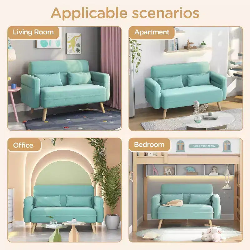46" Fabric Loveseat Sofa with Lumbar Pillow for Office or Bedroom