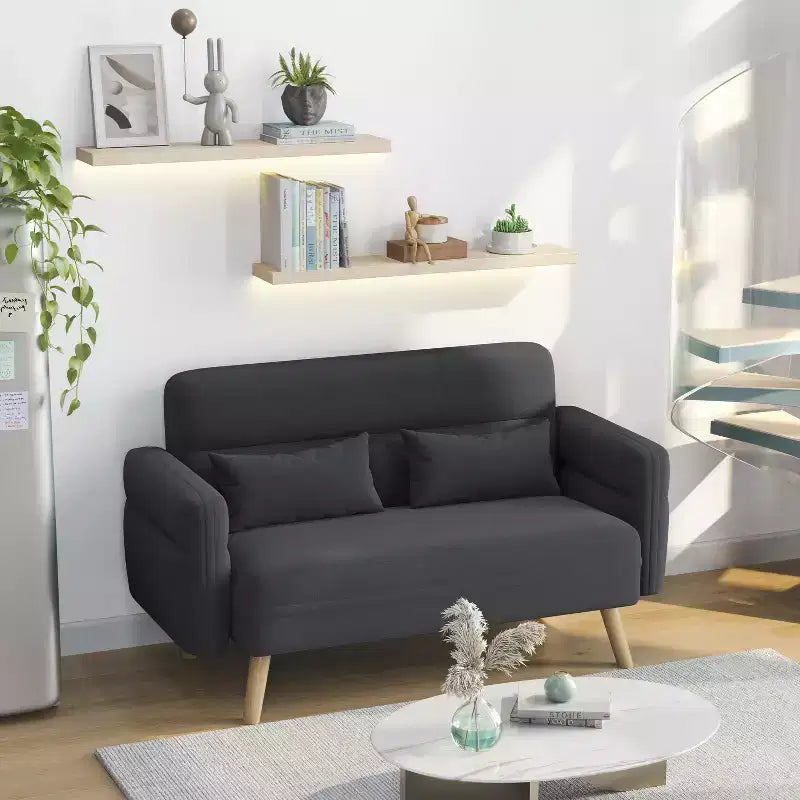 46" Fabric Loveseat Sofa with Lumbar Pillow for Office or Bedroom