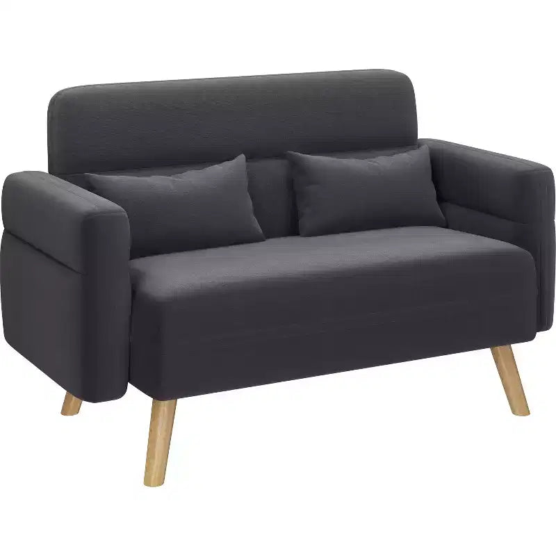 46" Fabric Loveseat Sofa with Lumbar Pillow for Office or Bedroom
