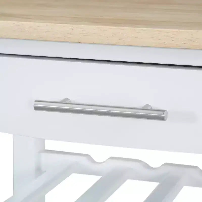 4-Tier Butcher Block Kitchen Cart with Drawer and Wine Rack