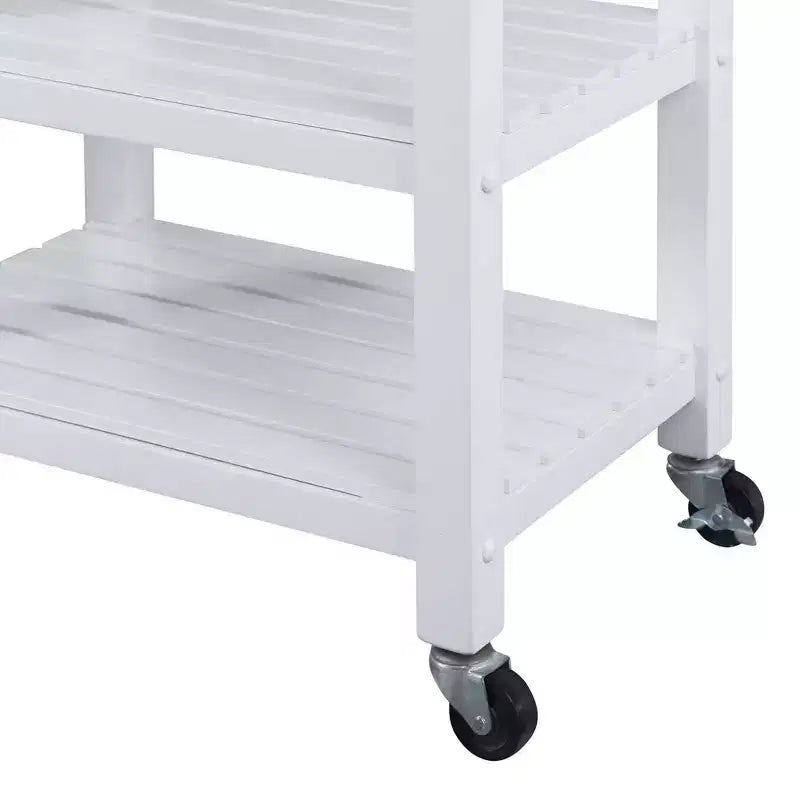 4-Tier Butcher Block Kitchen Cart with Drawer and Wine Rack
