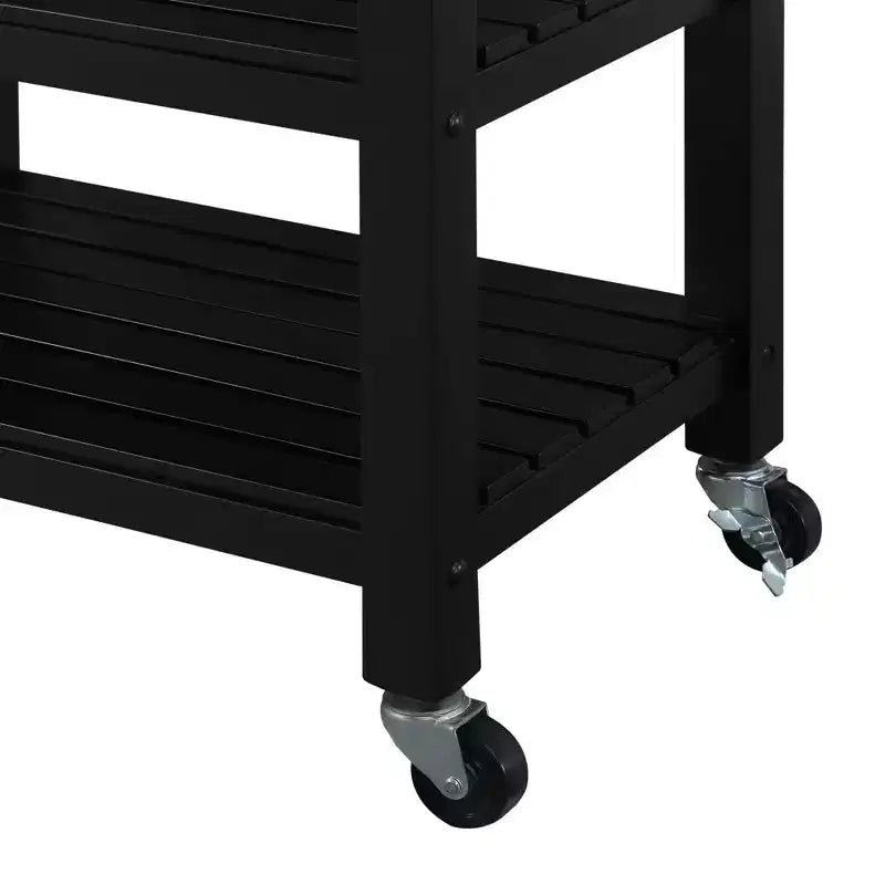 4-Tier Butcher Block Kitchen Cart with Drawer and Wine Rack