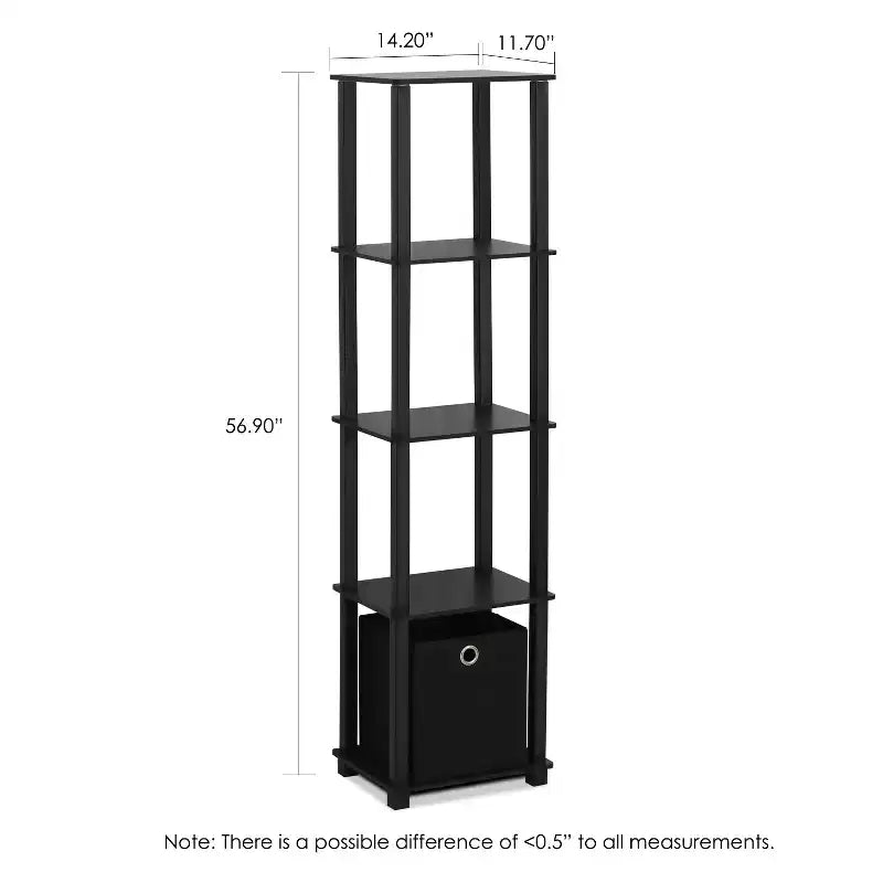 5-Shelf Bookcase with Drawer Black