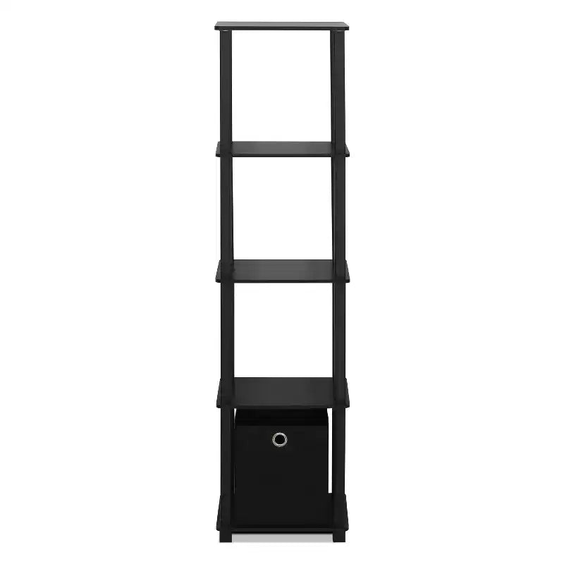 5-Shelf Bookcase with Drawer Black