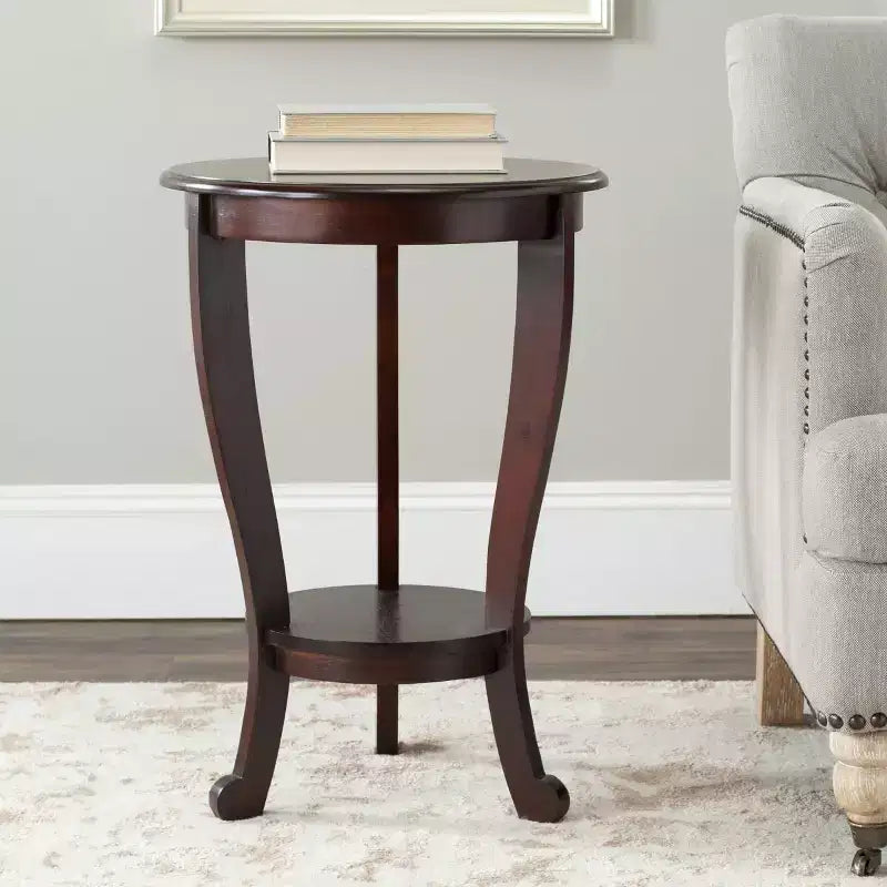 Round Pedestal Side Table Vintage Grey Pine