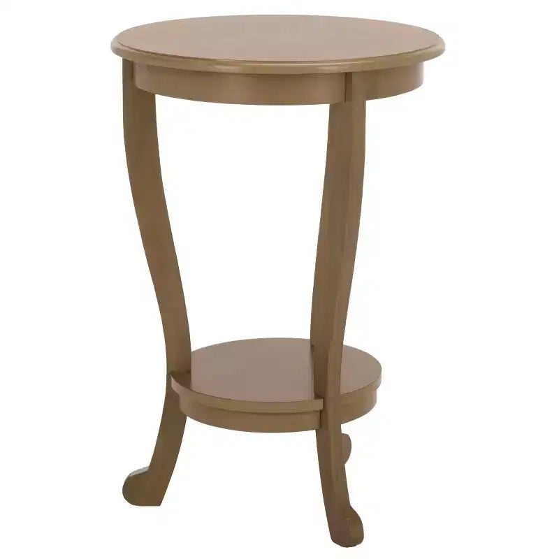 Round Pedestal Side Table Vintage Grey Pine