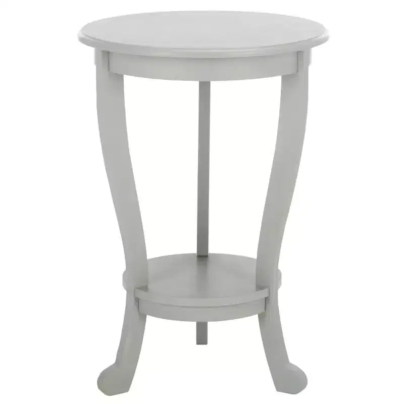 Round Pedestal Side Table Vintage Grey Pine
