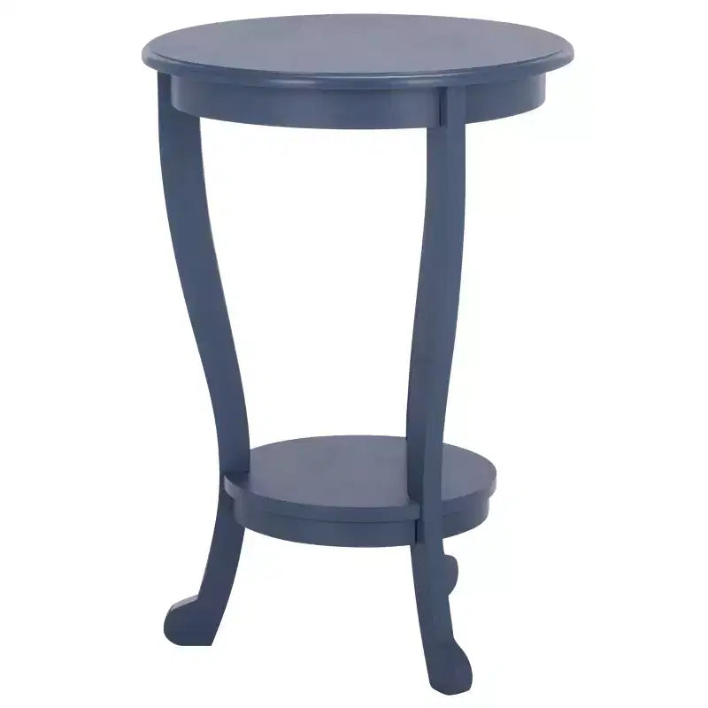 Round Pedestal Side Table Vintage Grey Pine