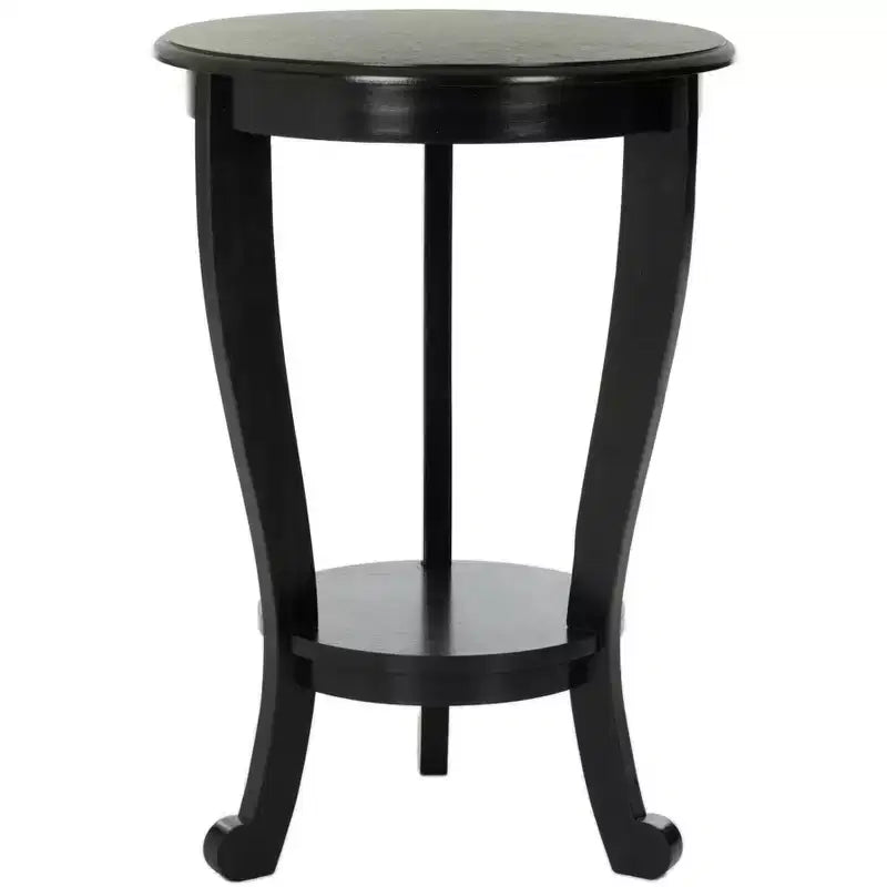 Round Pedestal Side Table Vintage Grey Pine