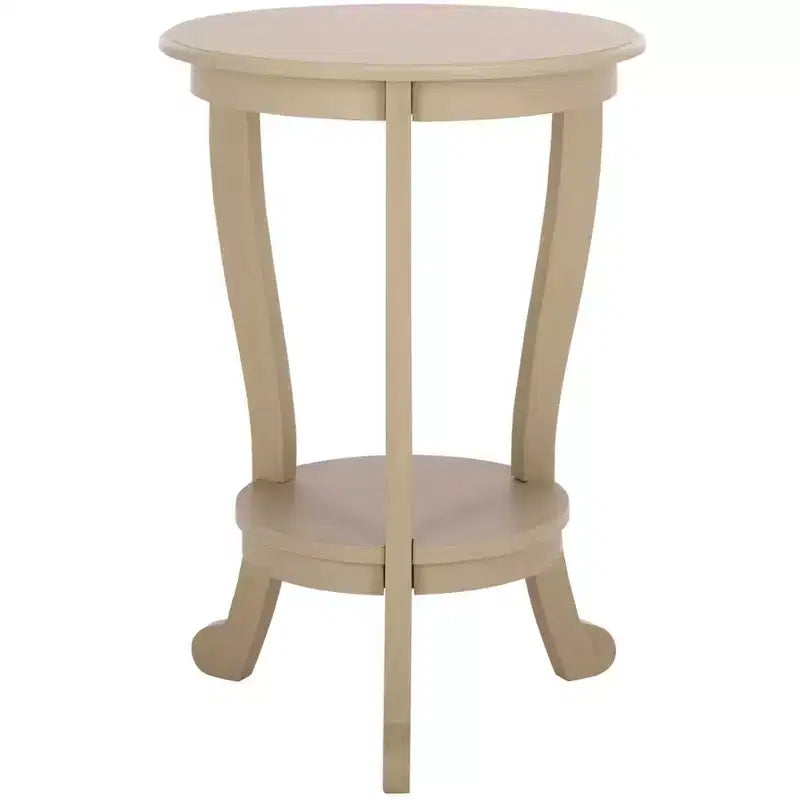 Round Pedestal Side Table Vintage Grey Pine