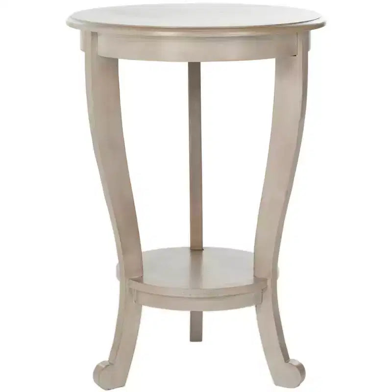 Round Pedestal Side Table Vintage Grey Pine