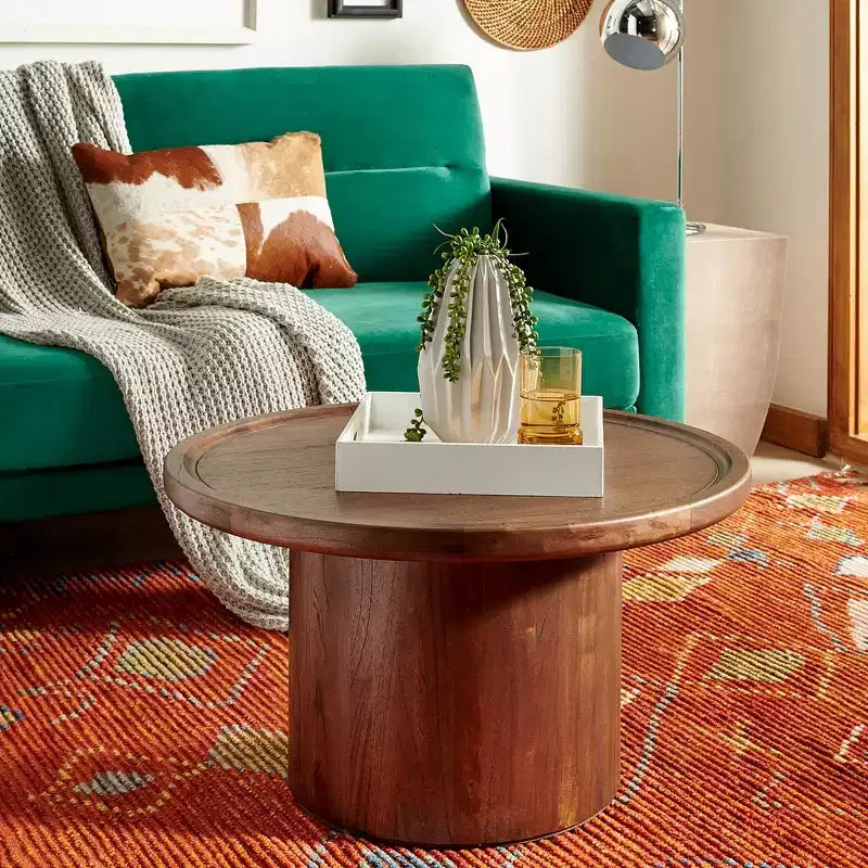 Round Coffee Table Rustic Farmhouse Style