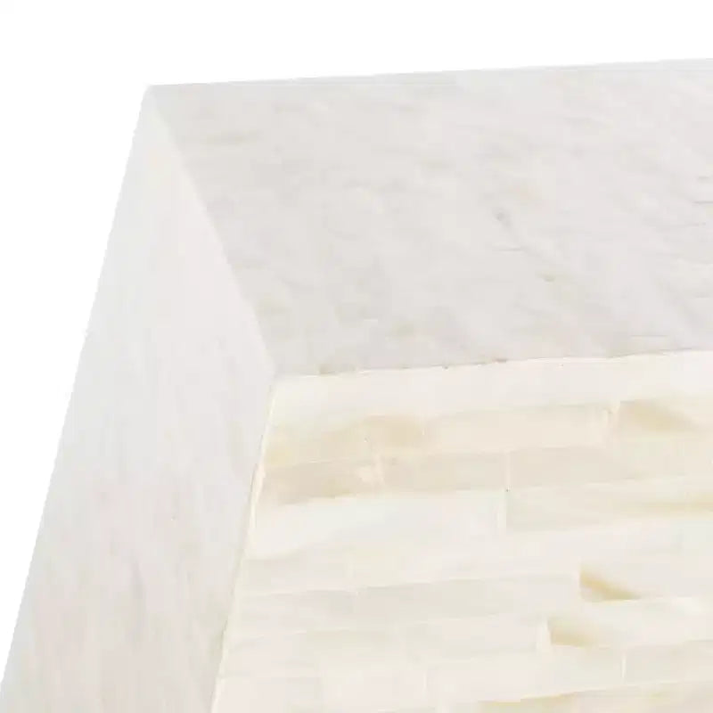 Mosaic Geometric Side Table Light Beige Lacquered
